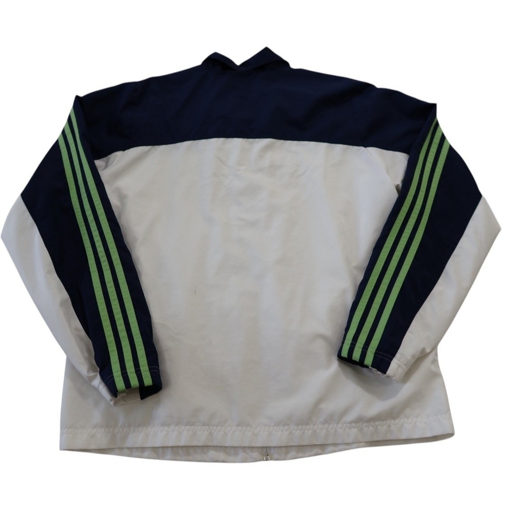 Adidas Vintage 2005 Men White Navy Blue Lime Green Windbreaker Jacket 525316 - Picture 3 of 12
